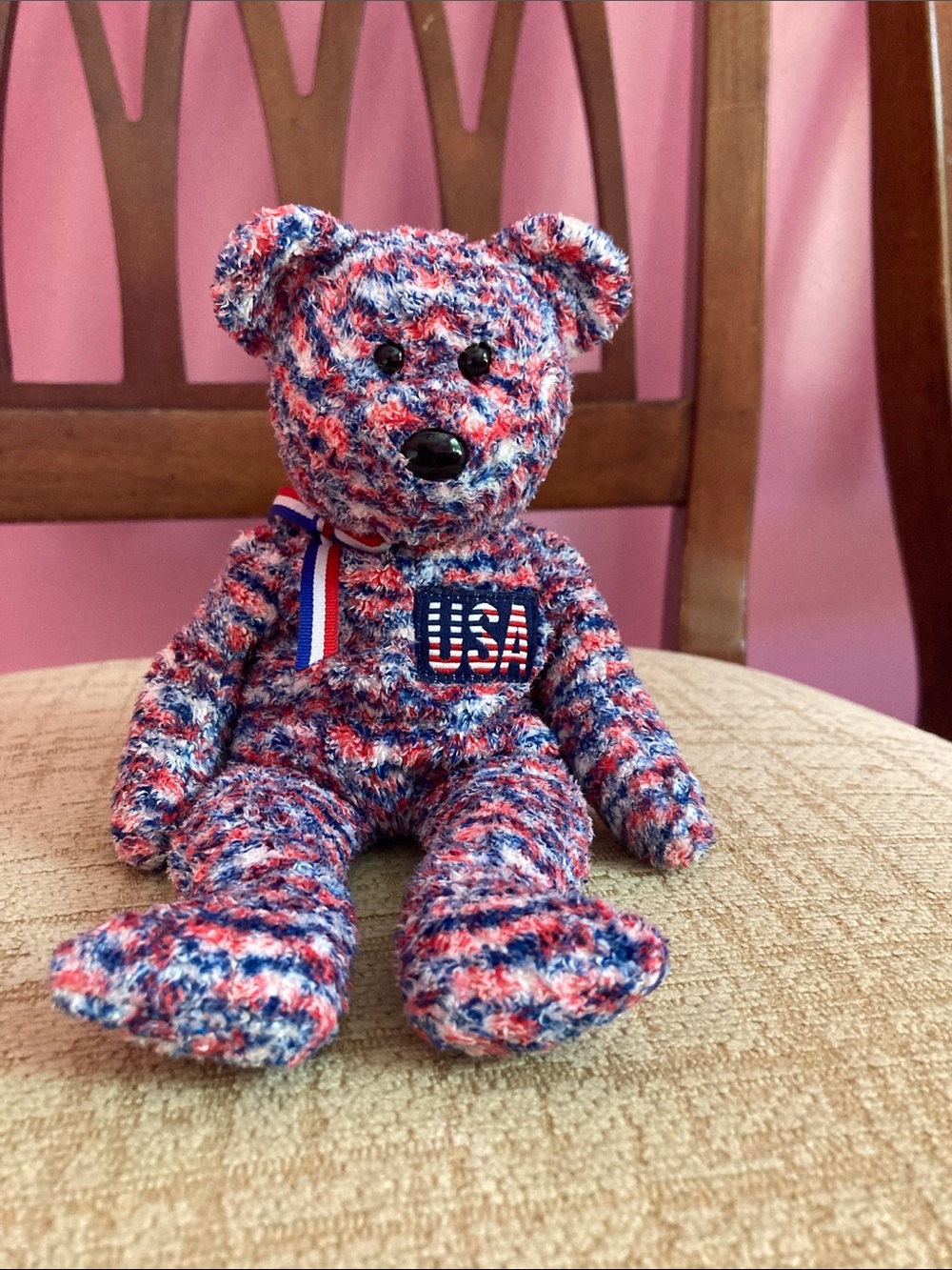 Ty USA Red White Blue Plush Bear